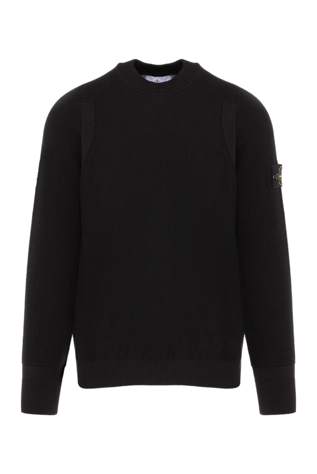 Stone Island man long sleeve cotton jumper for men, black купить с ценами и фото 178486 - photo 1