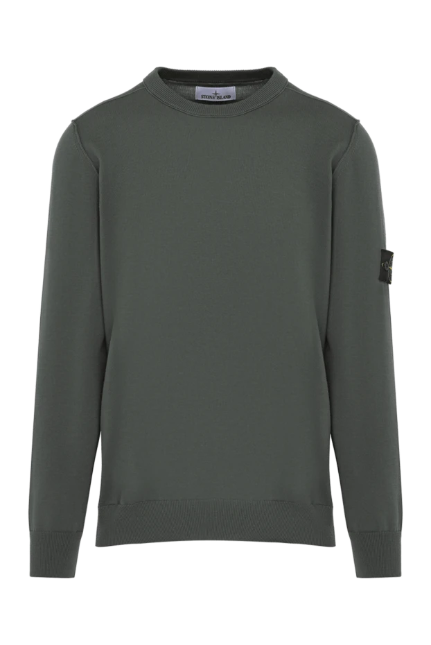 Stone Island man long sleeve cotton jumper for men, green купить с ценами и фото 178487 - photo 1