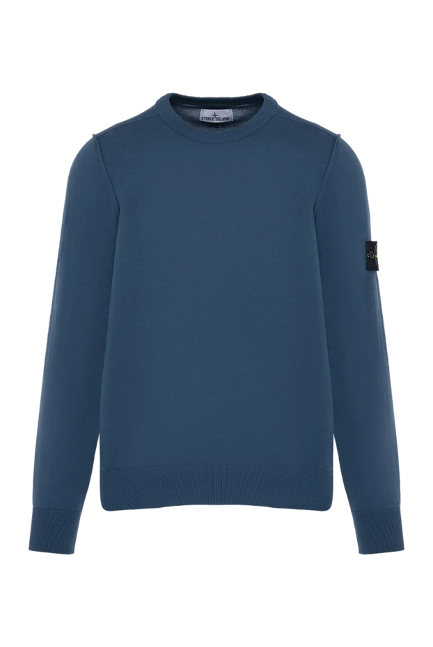 Stone Island man long sleeve cotton jumper for men, blue купить с ценами и фото 178488 - photo 1