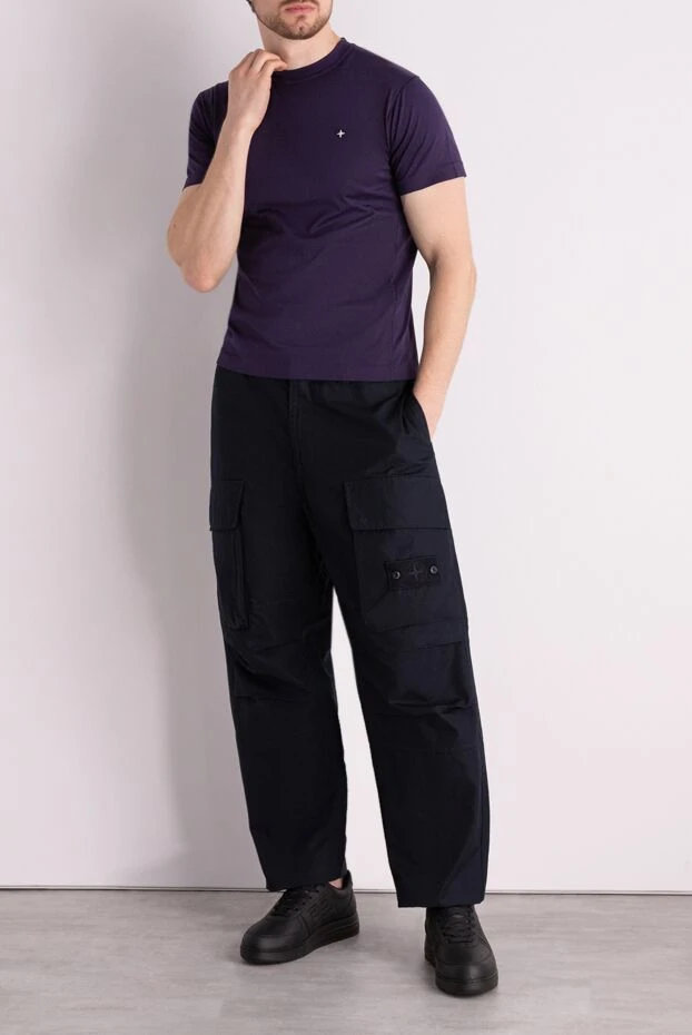 Stone Island man blue cotton trousers for men купить с ценами и фото 178497 - photo 2