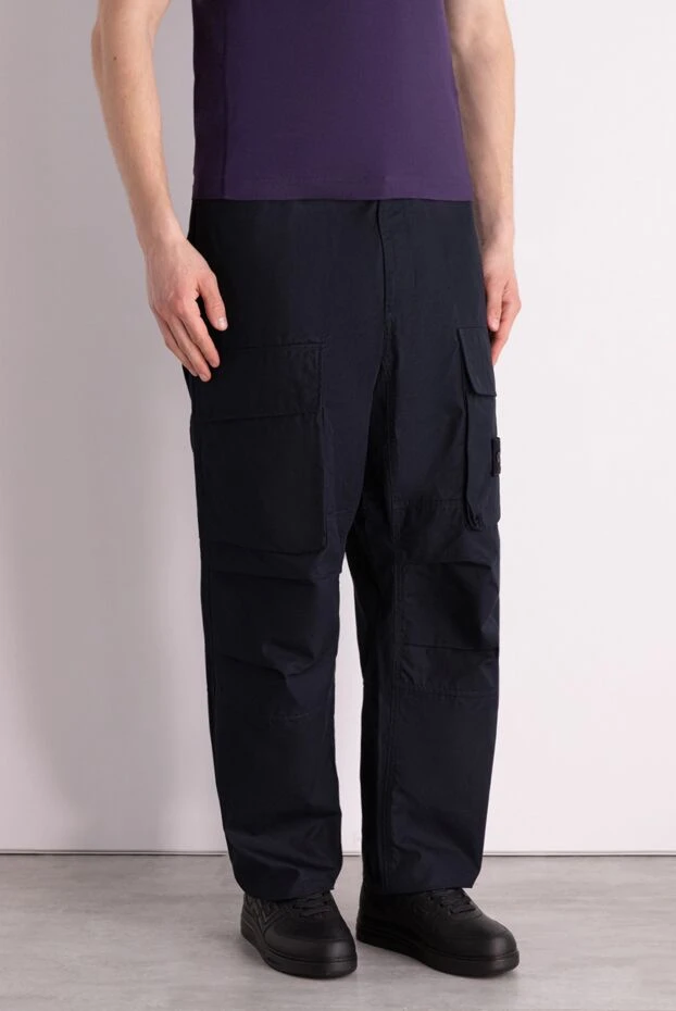 Stone Island брюки мужские глубокого синего цвета с карманом на клапане 178497 - фото 3
