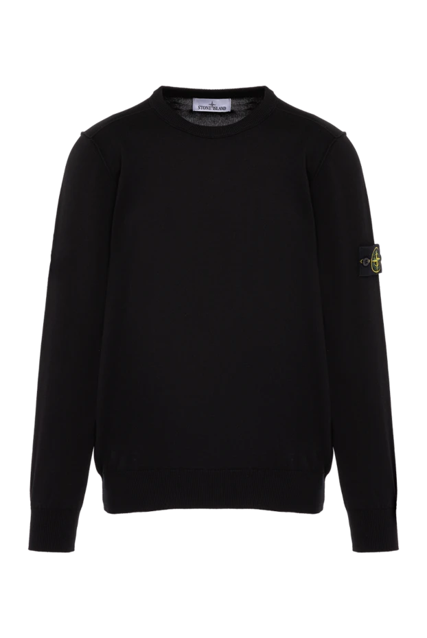 Stone Island man long sleeve cotton jumper for men, black купить с ценами и фото 178502 - photo 1