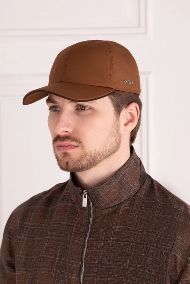 Ermenegildo Zegna man men's brown polyester cap купить с ценами и фото 178508 - photo 2