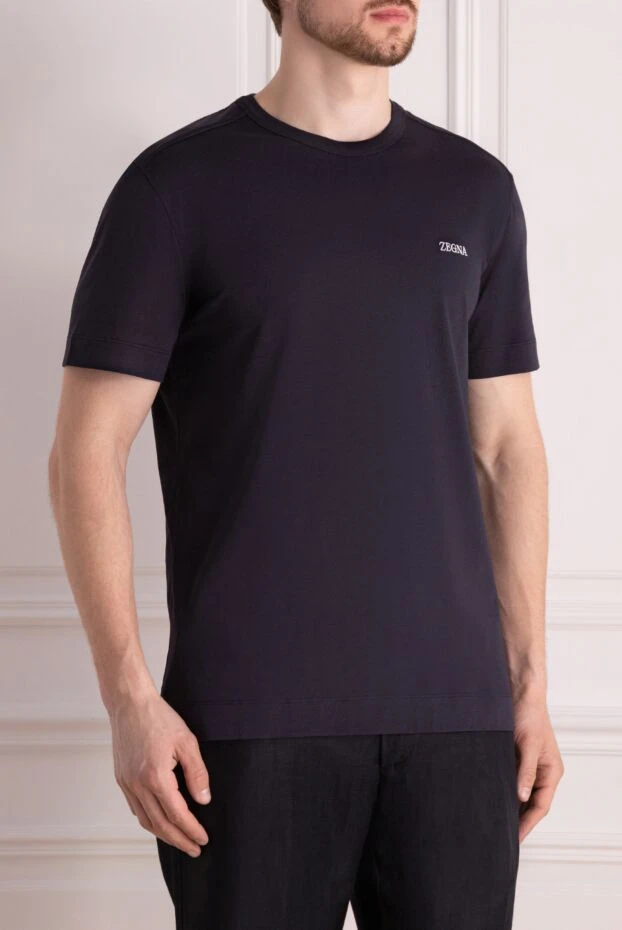 Ermenegildo Zegna тёмно-синяя футболка мужская премиум с логотипом 178509 - фото 3