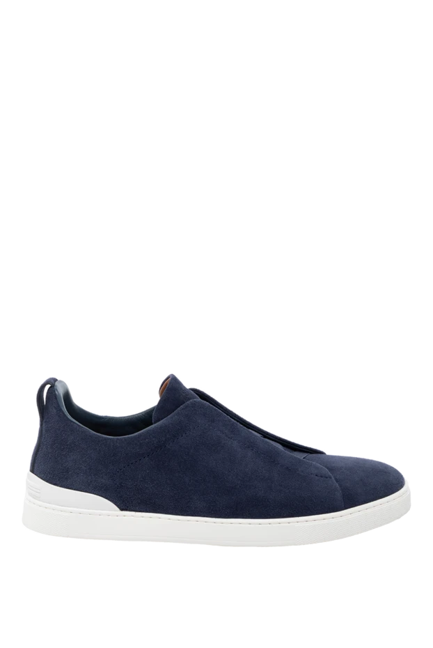 Ermenegildo Zegna man men's blue suede sneakers купить с ценами и фото 178510 - photo 1