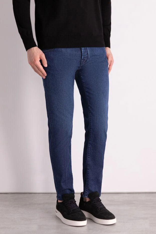 Jacob Cohen джинсы тёмно-синие с плавным градиентом и лёгким выбеливанием
 178533 - фото 3