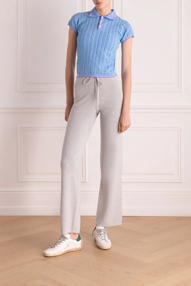 Peserico women's gray cotton knitted pants 178539 - photo 2
