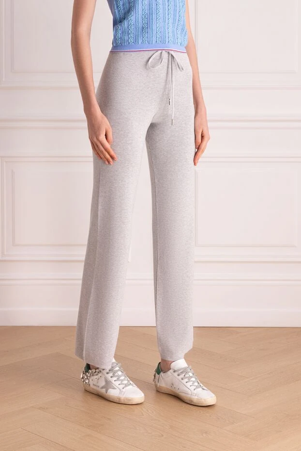 Peserico women's gray cotton knitted pants 178539 - photo 3
