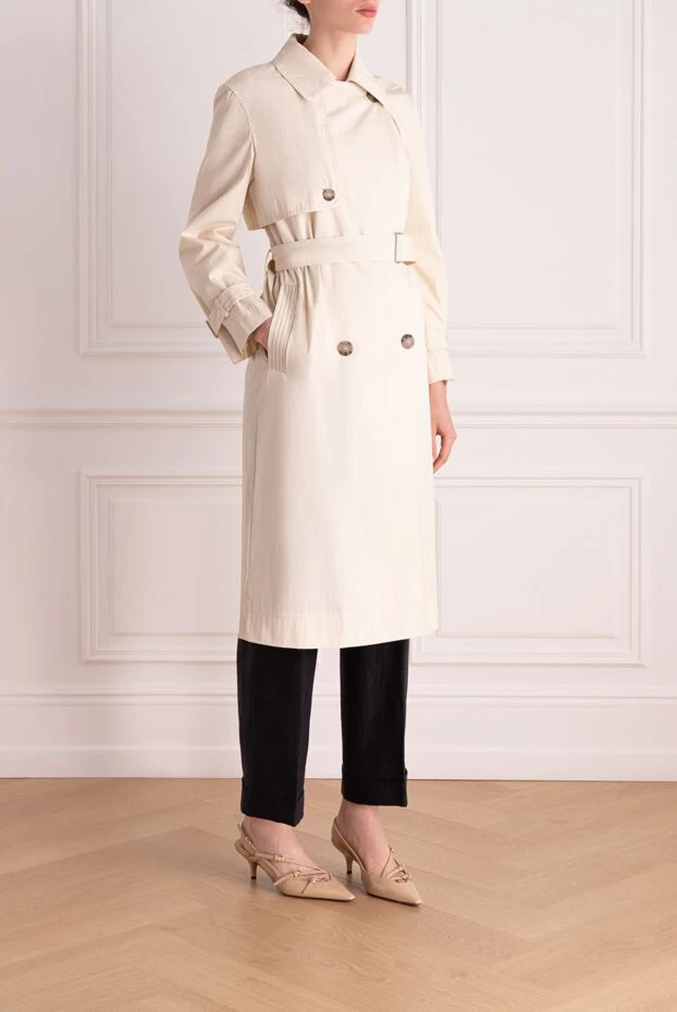 Peserico женский тренч из текстурного хлопка с подкладкой и поясом в тон
 178544 - фото 3