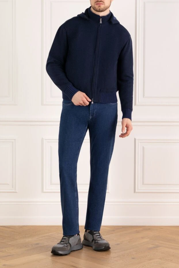 Enrico Mandelli кашемировая куртка синяя мужская с капюшоном 178573 - фото 2