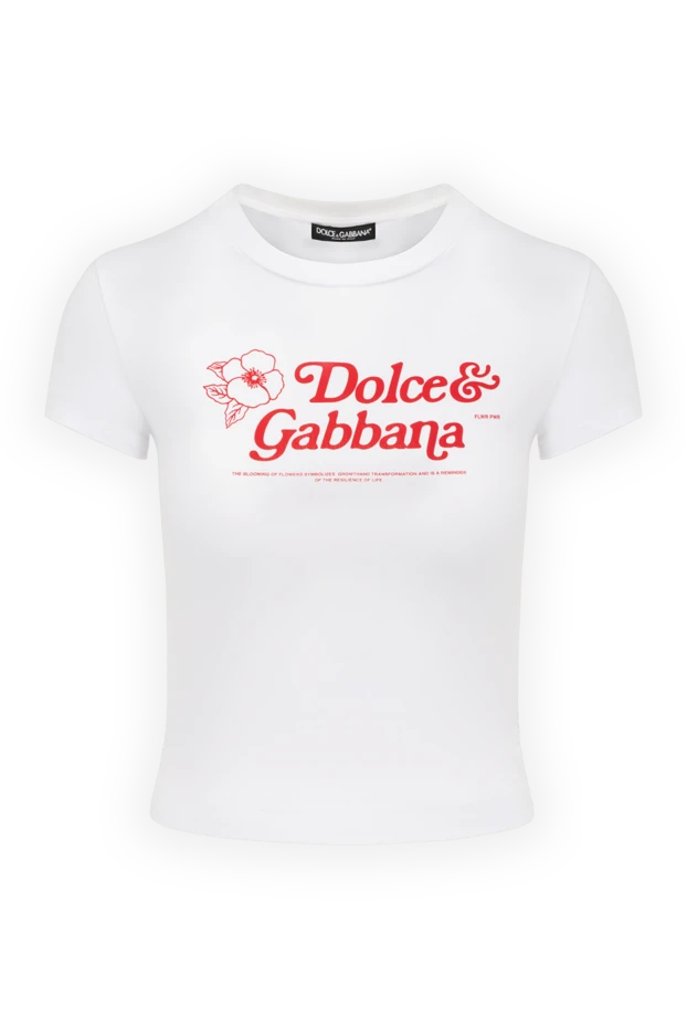 Dolce & Gabbana Әйелдер әйелдерге арналған ақ мақта және эластан түсті футболка купить с ценами и фото 178584 - фото 1