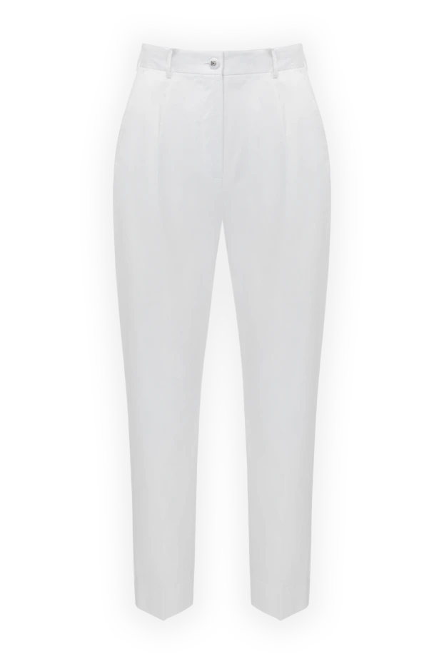 Dolce & Gabbana woman women's white cotton and elastane trousers купить с ценами и фото 178588 - photo 1