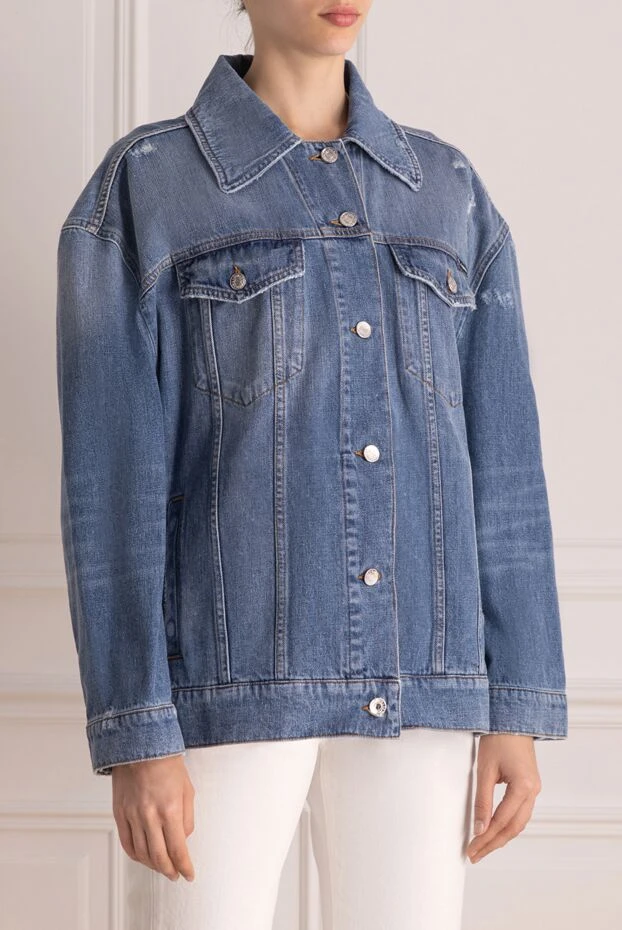 Dolce & Gabbana джинсовая куртка из хлопка голубая женская 178592 - фото 3