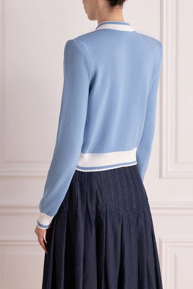 Balmain кардиган голубой укороченный с золотистыми пуговицами 178597 - фото 3