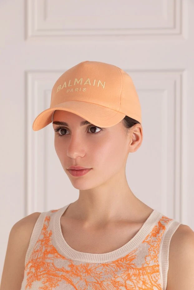 Balmain woman women's orange cotton cap купить с ценами и фото 178598 - photo 2