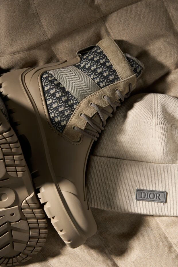 Dior ботинки из хлопка и резины бежевые мужские 178647 - фото 3