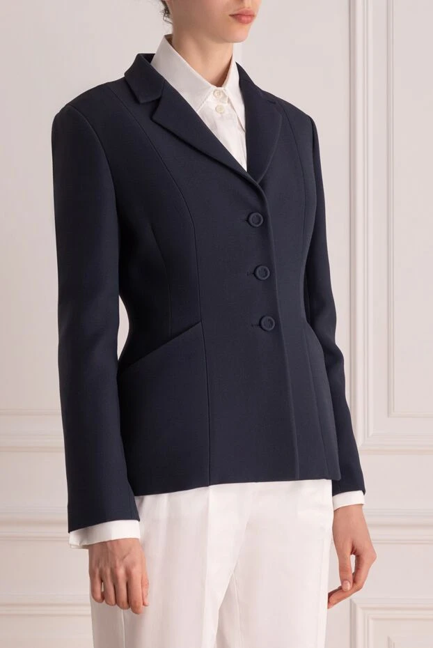 Dior жакет из шерсти и шелка синий женский 178656 - фото 3