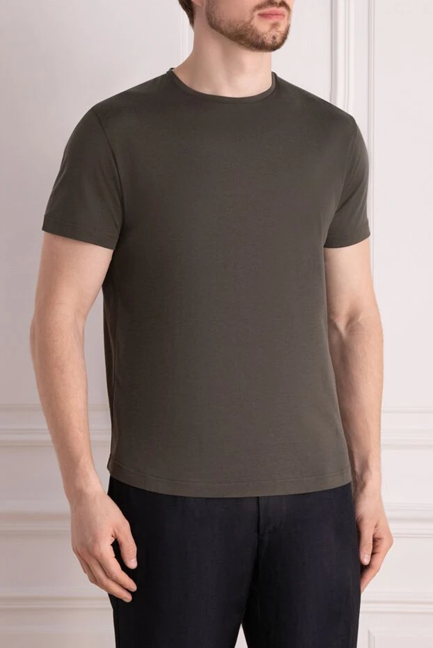 Loro Piana ерлерге арналған жасыл жібек пен мақтадан жасалған футболка 178709 - фото 3