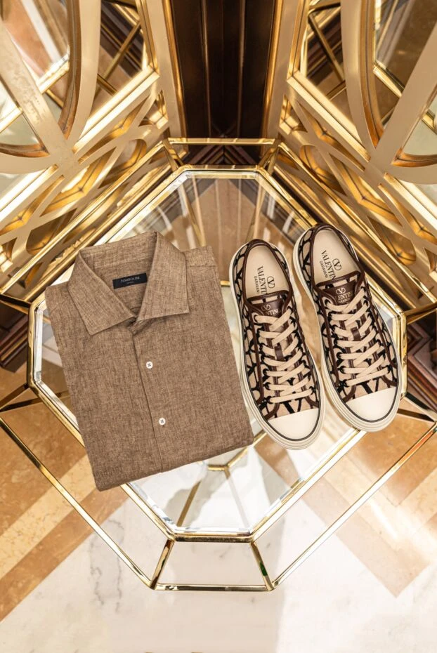 Valentino кеды бежевые мужские из текстиля. 178724 - фото 3