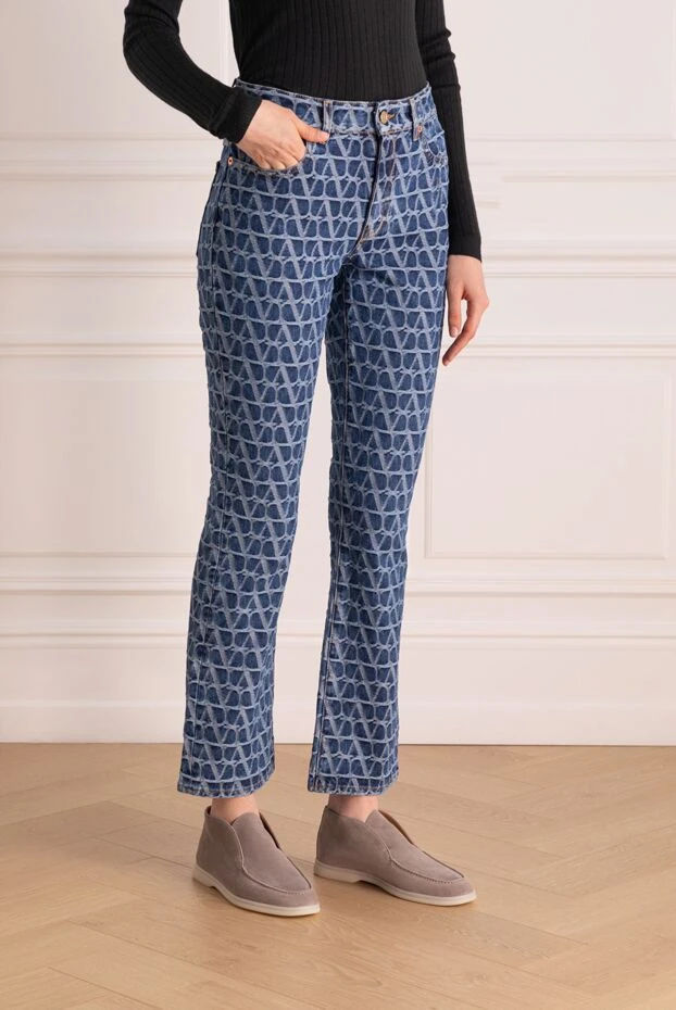 Valentino джинсы с расклешённым силуэтом и графичным узором по всей длине
 178725 - фото 3