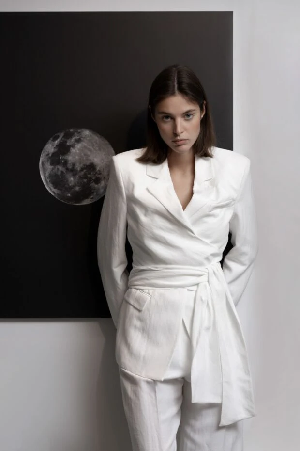 MSGM костюм со штанами женский белый из льна и вискозы. 178746 - фото 2