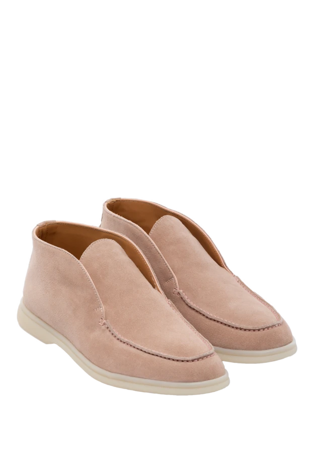 Fleur de Paris үстіңгі жағы жұмсақ және контрастты табаны бар әйелдер қызғылт күдері лоферлері 178760 - фото 3