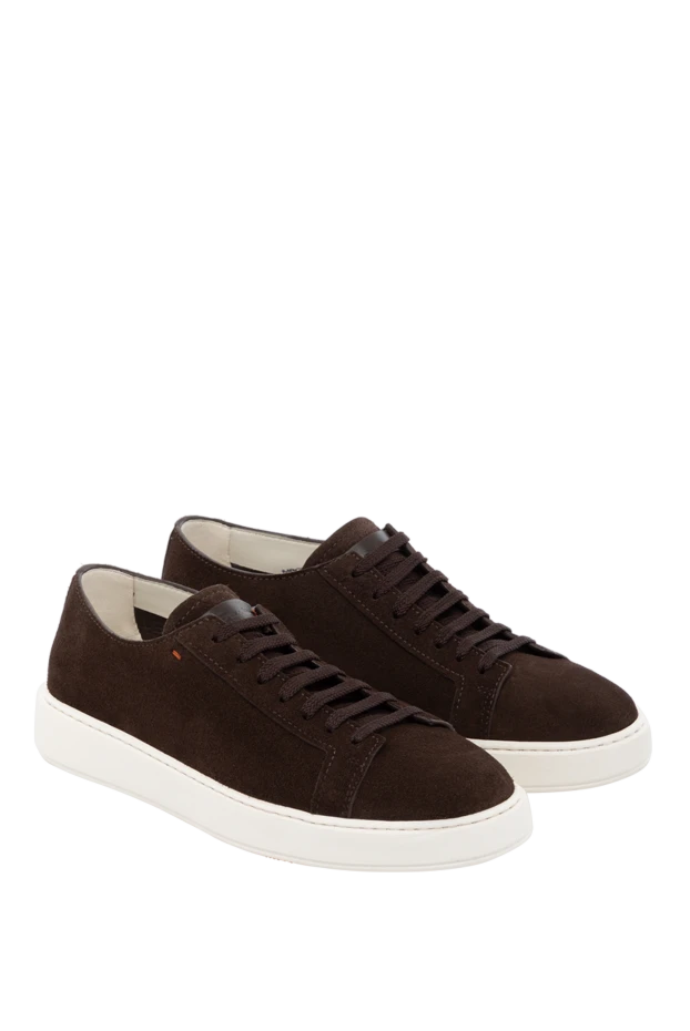 Santoni man men's brown suede sneakers 178780 - photo 3