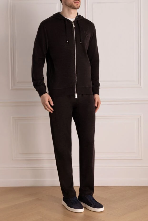 Billionaire қара қоңыр түсті кашемир мен жібектен тігілген сәнді ерлер спорт костюмі 178785 - фото 3