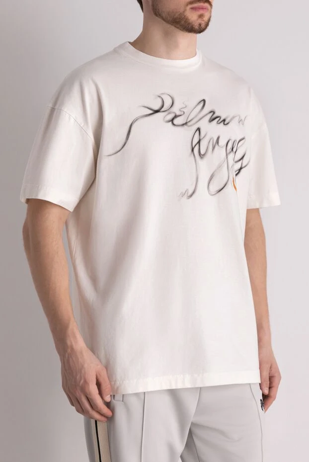 Palm Angels аэрографиясы бар ақ мақтадан жасалған футболка 178813 - фото 3
