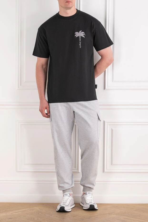 Palm Angels men's gray t-shirt with palm tree graphic 178815 - photo 2