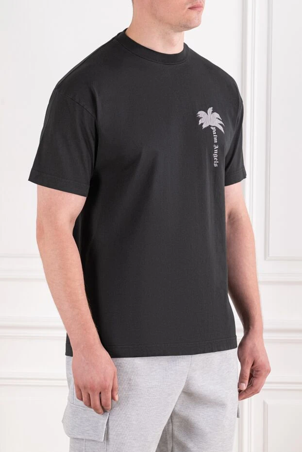 Palm Angels men's gray t-shirt with palm tree graphic 178815 - photo 3