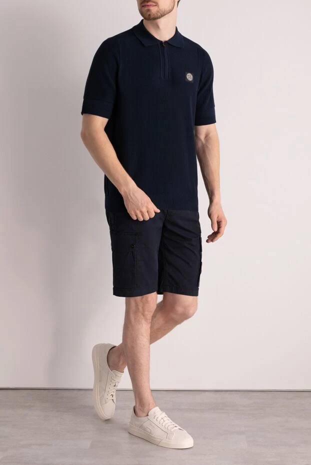 Stone Island man men's blue shorts made of cotton and elastane купить с ценами и фото 178860 - photo 2