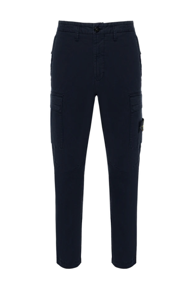 Stone Island man men's blue cotton and elastane trousers купить с ценами и фото 178862 - photo 1