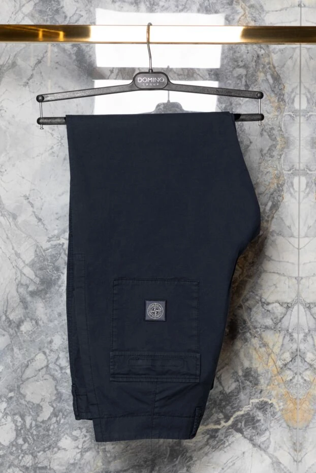 Қалталары жамаулары бар қара көк ерлер жүк шалбары - фото 2