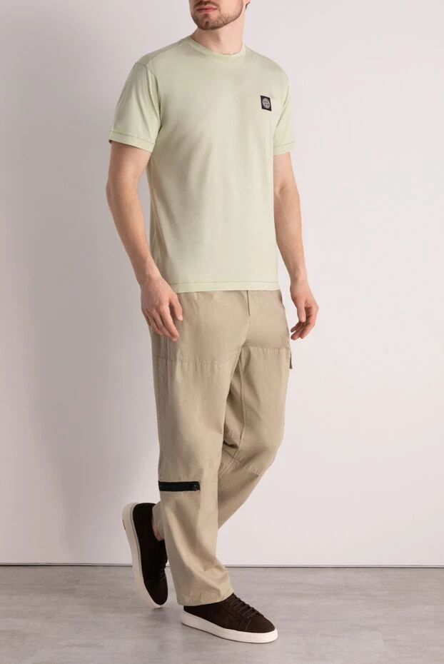 Stone Island man men's beige trousers made of cotton and elastane купить с ценами и фото 178864 - photo 2