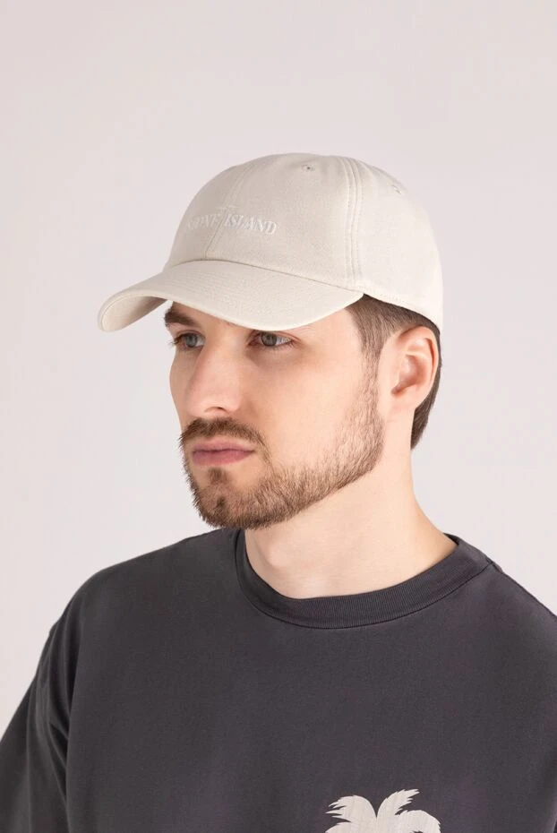 Stone Island man cotton cap for men, beige купить с ценами и фото 178865 - photo 2