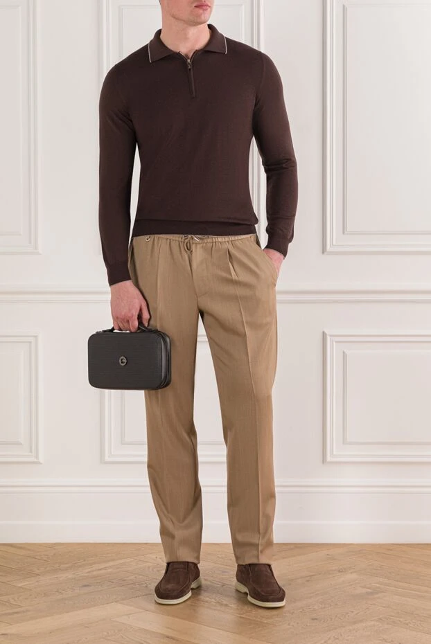 Svevo коричневое шерстяное поло на молнии с длинным рукавом 178887 - фото 2