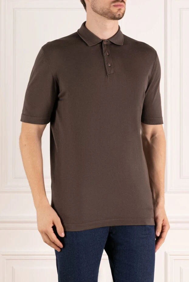 Kiton ерлерге арналған қоңыр мақтадан жасалған поло жейдесі, смарт кездейсоқ стиль
 178897 - фото 3