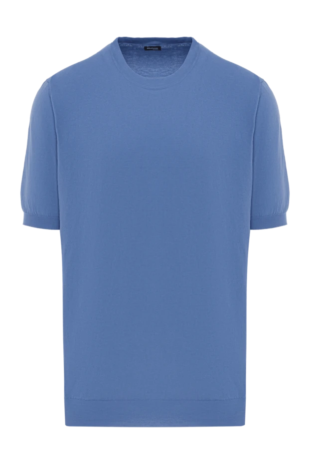 Kiton көгілдір түсті ерлердің мақтасы баспасыз футболка 178898 - фото 1