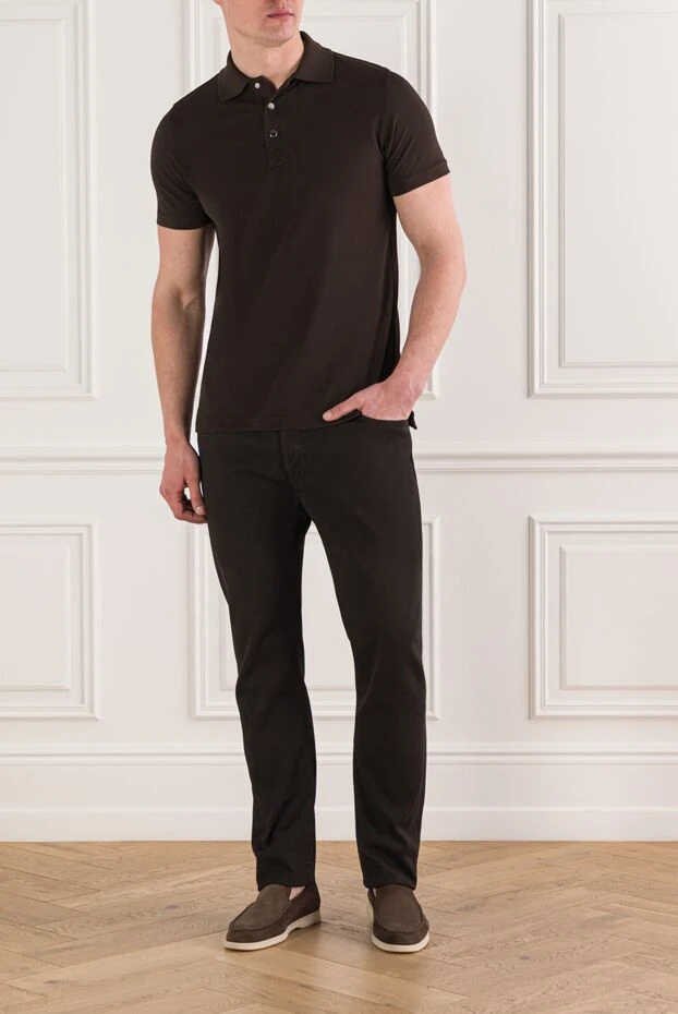 Ерлерге арналған поло, қызыл мақта түймелері бар қара сұр - фото 2