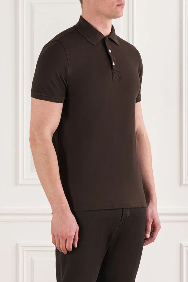 Kiton ерлерге арналған поло, қызыл мақта түймелері бар қара сұр 178901 - фото 3