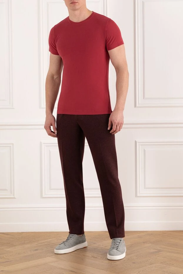 Red cotton T-shirt for men - photo 2