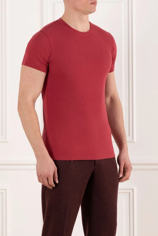Kiton красная футболка хлопковая мужская 178903 - фото 3