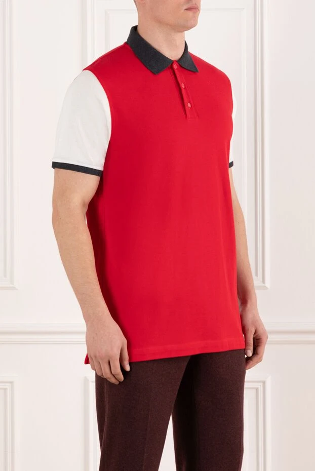 Kiton контраст жағасы бар ерлерге арналған қызыл поло 178906 - фото 3