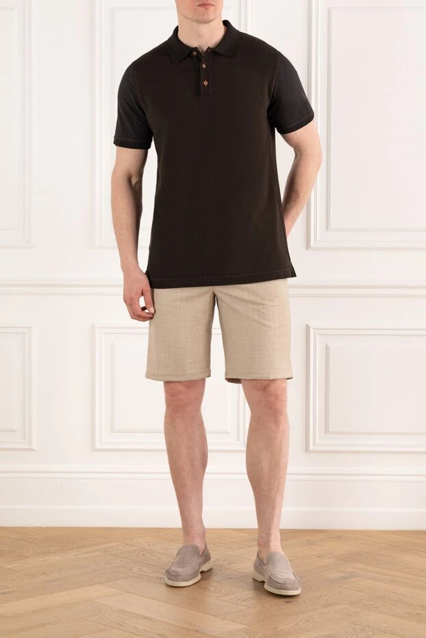 Kiton ерлерге арналған қызыл түймелері бар қоңыр мақтадан жасалған поло жейдесі 178908 - фото 2