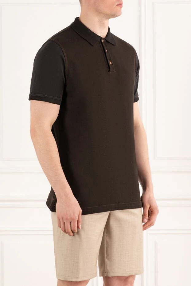 Kiton ерлерге арналған қызыл түймелері бар қоңыр мақтадан жасалған поло жейдесі 178908 - фото 3