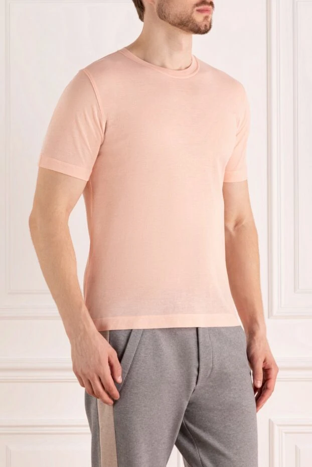 Kiton футболка мужская хлопковая розовая базовая с коротким рукавом 178930 - фото 3