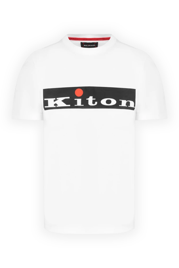Men's white T-shirt with logo made of cotton - photo 1