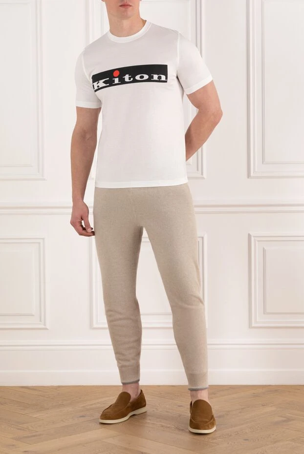 Kiton футболка белая с логотипом мужская из хлопка 178931 - фото 2