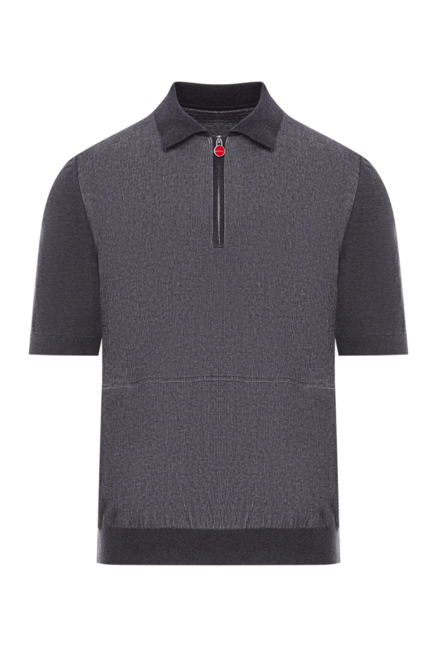 Мужское поло с короткими рукавами и застежкой на молнии серое - фото 1